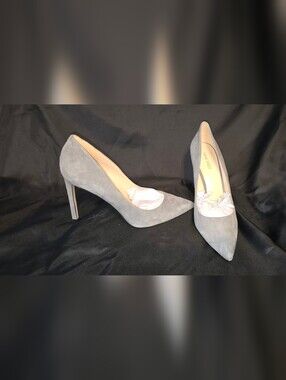 Nine West Light Gray Suede Pointed-Toe Pumps